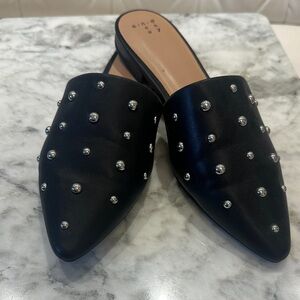 Black Studded Mules